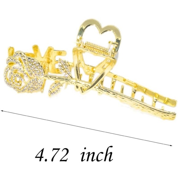 Beautiful Crystal Rose Love Metal Claw Clip - Picture 4 of 6